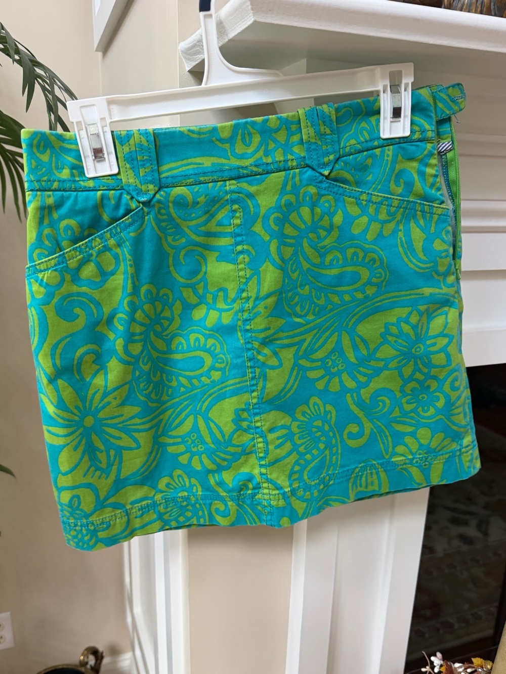 Lilly Pulitzer Teal & Lime Paisley Mini Skirt